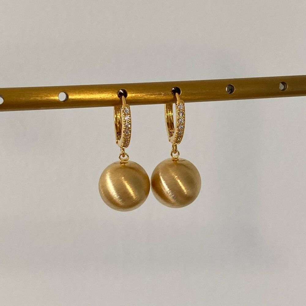 18K Gold Plated Brushed Ball Drops Viavia Earrings